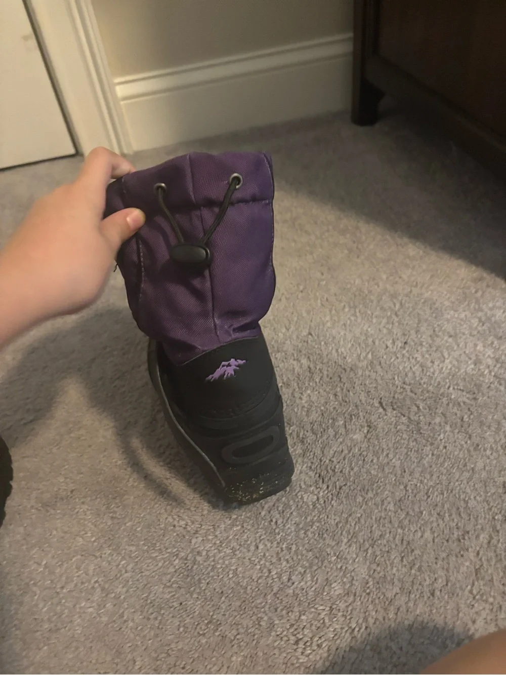 Girls Purple Winter Snow Boot with Black Sole
